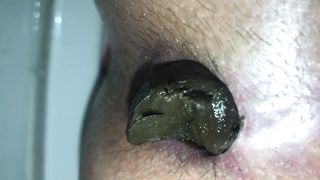 Hot brunette close up poop