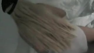 Blonde college babe shitting in white panties