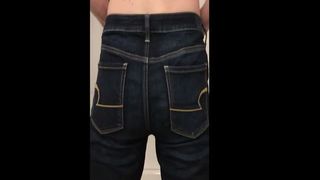 Wetting my American eagle jeans.