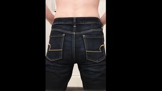 Wetting my American eagle jeans.