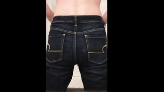 Wetting my American eagle jeans.