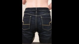 Wetting my American eagle jeans.