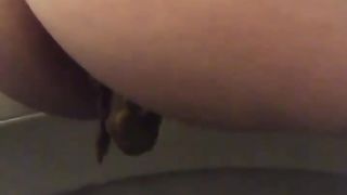 Fat girl pooping in toilet
