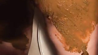 Young girl covered her entire body with shit