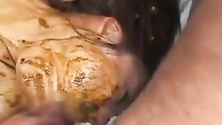 Japanese girl swallows poop