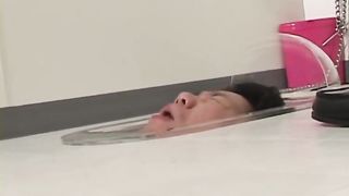 Brunette babe shitting on her slave