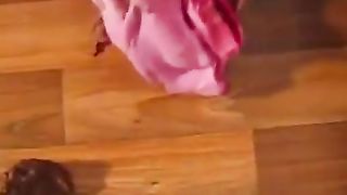 Thick blonde shitting in her panties