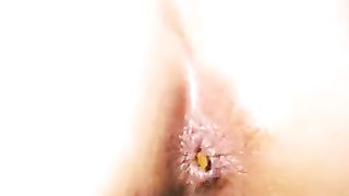 Using a long dildo to masturbate