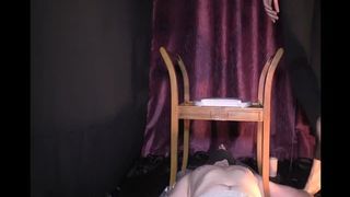 Sexy babe shitting on her slave