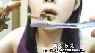 Smearing shit on her face