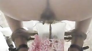 Hot brunette shitting in public restroom