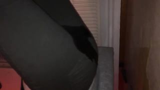 Shitting and peeing in tight black pants