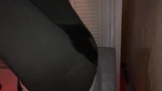 Shitting and peeing in tight black pants
