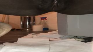 Black girl shitting on bathroom floor