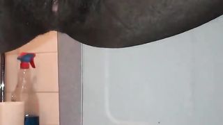 Black girl shitting on bathroom floor