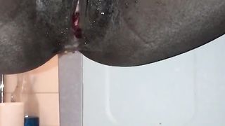 Black girl shitting on bathroom floor