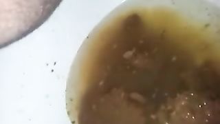 A lot of poop from her ass