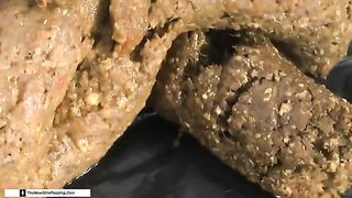 Hairy brunette shitting for us