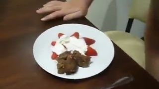 Blonde babe eating her own poop