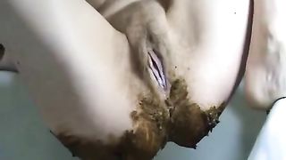 Granny rubbing poop on entire body