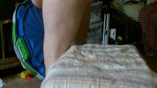 Fat granny pooping on white plate