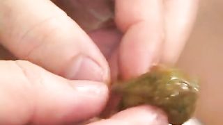 Petite Japanese eating a tiny turn