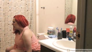 Redhead babe has diarheea and gas