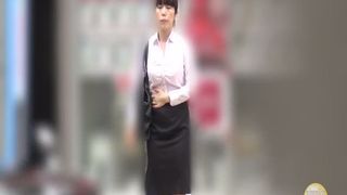Beautiful Jap secretary caught pooping