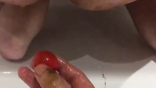 Tomatos in wife's butthole