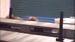 She's pooping on a train toy