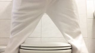 Amateur babe shitting in white diapers