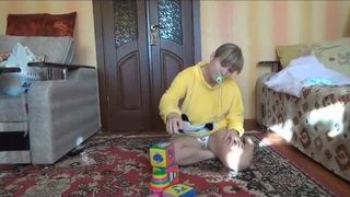 Russian girl filled diapers