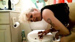 She enjoys eating her own shit