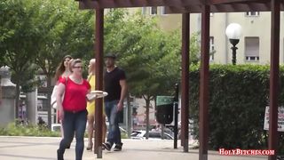 Public fuck with a slave chick