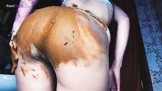 Using poop from her panties to masturbate