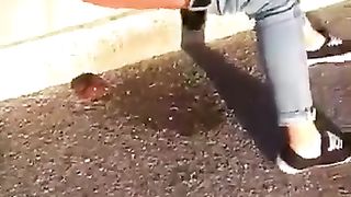 Caught a sexy teen pooping in public