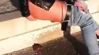 Caught a sexy teen pooping in public