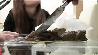 Japanese teen eating her own shit