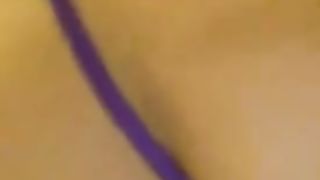 Curvy babe shitting in purple panties