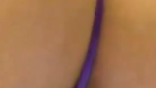 Curvy babe shitting in purple panties