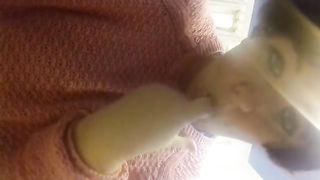 Tasting her own shit