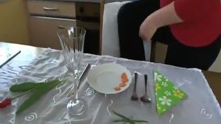 Hairy beauty pooping on white plate