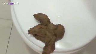 Masturbating with poop in public bathroom