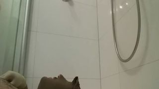 Pierced babe pooping on her slave