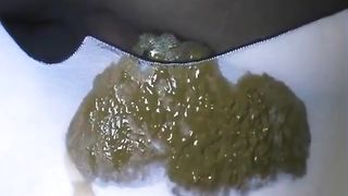 Brunette babe shitting in white anties