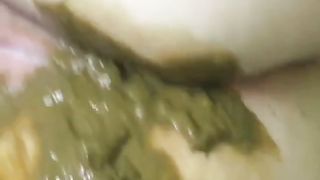 Brunette babe shitting in white anties