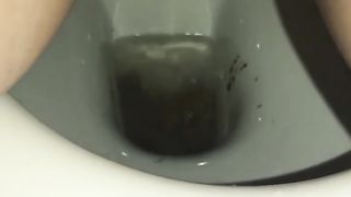 Hairy babe pooping in toilet