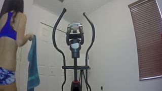 Panty poop accident during bike exercise