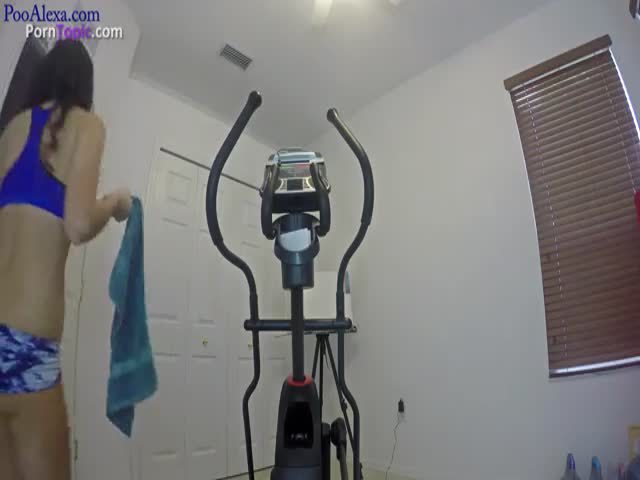 Panty poop accident during bike exercise
