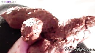 Brunette secretary shitting